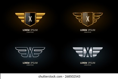 Letter X crest logo. Alphabet logotype vector design.