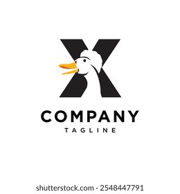 Letter X Crested Duck Logo Icon Vector