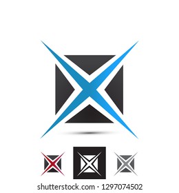 Letter X Cross Mark Vector. Sparkling Star Brand Logotype. Professional Corporate Company Identity Graphic Icon Symbol.