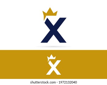 Letter X crown logo design. Vector combination of king crown and letter