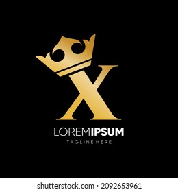 Letter X Crown Logo Design Vector Icon Graphic Emblem Illustration