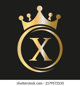 Letter X Crown Logo. Royal Crown Logo for Spa, Yoga, Beauty, Fashion, Star, Elegant, Luxury Sign
