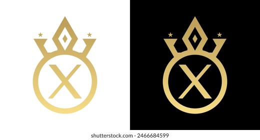 Letter X Crown Logo, Letter X Logo with crown Template for Sign Luxury Star Elegant Beauty,fashion
