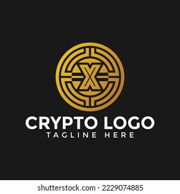 Letter X crypto logo, Crypto coin business logo vector