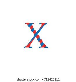 letter X with cuts and lag