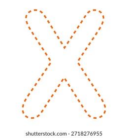 Letra X tracejada linha contorno vetor ilustração versão oranye