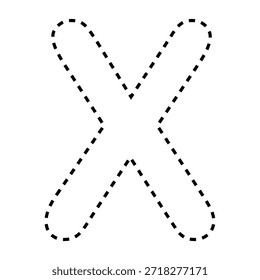 Letra X tracejada linha contorno vetor ilustração versão preto