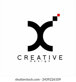 Letter X, DC logo design is simple modern with pixel style.