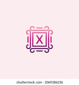 Letter X with Decorative Square Border Logo Template