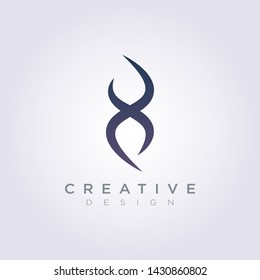 Letter X Decorative Vector Illustration Design Clipart Symbol Logo Template.