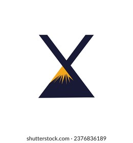 Letter X design element icon with creative mountain concept