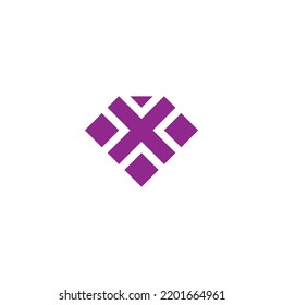Letra X diamante, símbolo geométrico cuadrado simple vector logo