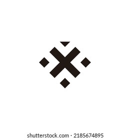 Letter X diamond, squares geometric symbol simple logo vector