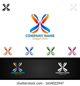 Letter X for Digital Vector Logo, Marketing, Financial, Advisor or Invest Design Icon