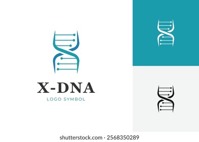 Letter X DNA Biology Logo icon design. For Creative Science, Laboratory and Biotechnology Vector logo symbol