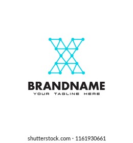 Letter X dot network connection logo Design Template