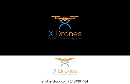Letter X Drones Logo ideas or Drones Videography company Logo. 