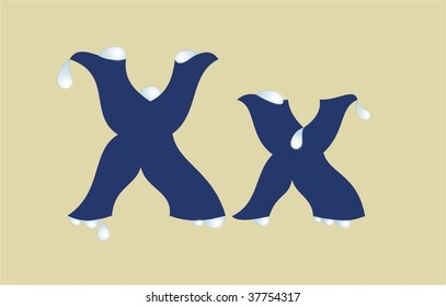 Letter X in drops
