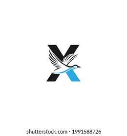 Letter X with duck icon logo design illustration vector