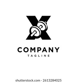 Letter X Dumbbell Logo Icon Vector