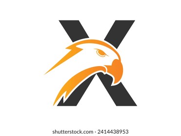 Letter X Eagle head Logo Design Vector Template. Modern logo design for business, and company identity.