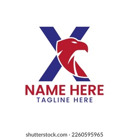 Letter X Eagle Logo Design Vector Template