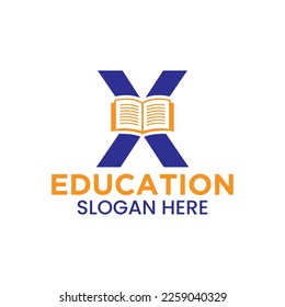 Letter X Education Logo Concept With Open Book Icon Template