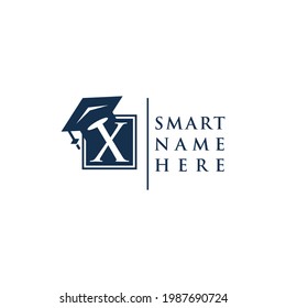 Letter x education logo and icon graduation