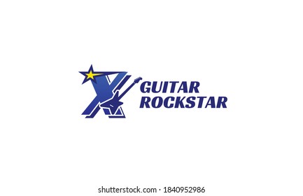 letter X electric guitar alphabet logo