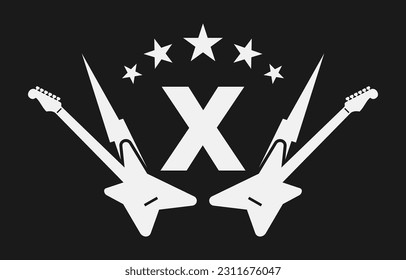 letter X electric guitar vector logo design