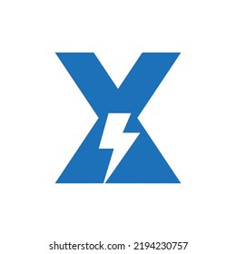Letra X Concepto De Logotipo Eléctrico Con Icono De Alimentación, Plantilla De Vector De Símbolo De Truco De Voltio
