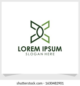 letter X and elegant line logo design vector