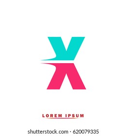 Letter X Elegant typographic blue and pink