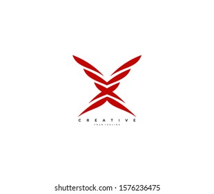 Letter X Elements Red Sharp Shapes Logotype