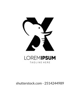 Letter X Elephant Logo Design Vector Icon Graphic Emblem Illustration Symbol