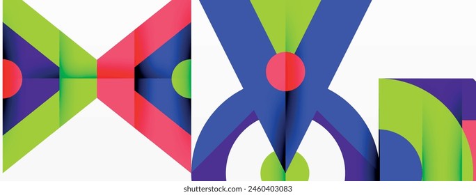 The letter x is enclosed by a vibrant petal pattern of colorful geometric shapes, including symmetrical circles and rectangles in electric blue, creating an artistic font symbolizing modern graphics