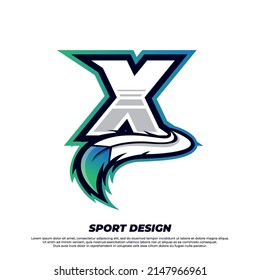 Letter X esport design template with indian fur style, gamer and sport logo illustration
