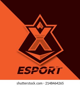 Letter X esport logo, triangle esport logo design template, badge esport logo illustration vector
