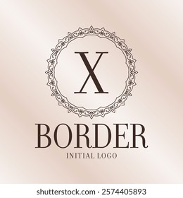 letter X ethnic border initial logo with soft gradient background