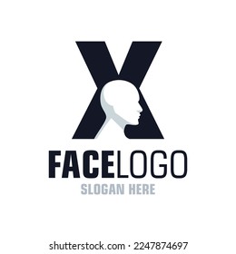 Inspiración de la plantilla de diseño del logotipo de la cara X, Ilustración vectorial.