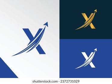 Letter X with Finance logo concept. marketing and growth arrow financial business logo design