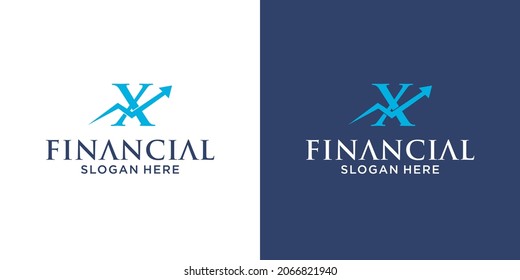 Letter X financial accounting logo design