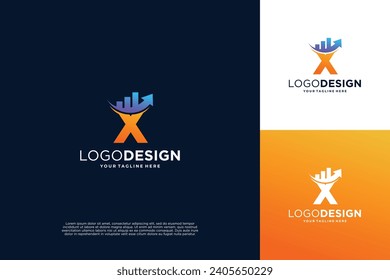 Letter X Financial Chart Logo Design. Accounting, business, finance logo