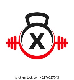 Letter X Fitness Logo Design . Sport Gym Logo Icon Design Vector Template
