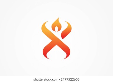 Letter X Flame Logo, letter X with flame combination, usable for brand business and company logos, vector illustration