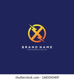 Letter X Flash Electrical Logo design vector template
