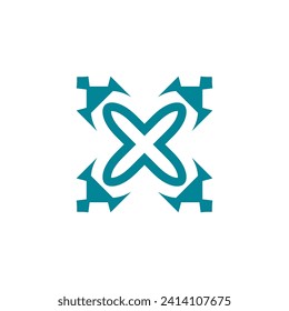 Letter X Flat Logo Design Vector Template