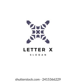 Plantilla de vectores de diseño de logotipo plano de carta X