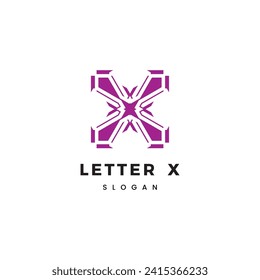 Letter X Flat Logo Design Vector Template