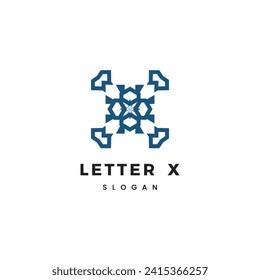 Letter X Flat Logo Design Vector Template